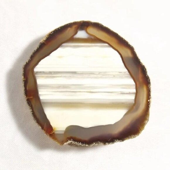 Vintage Natural Stone Artisan Striated Geode Slice Belt Buckle - Picture 1 of 9